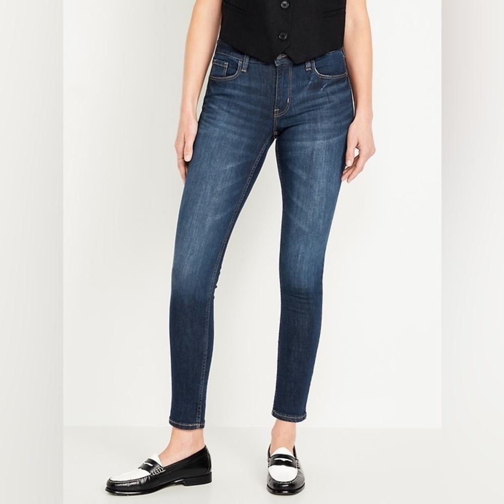 Old Navy Women's High Rise Rockstar Super Skinny Dark Blue Denim Jeans